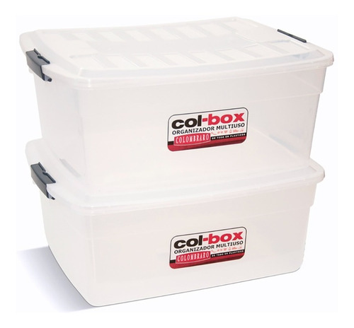 Caja Organizadora Plástica 17l C/tapa Trabas Colombraro X 2u