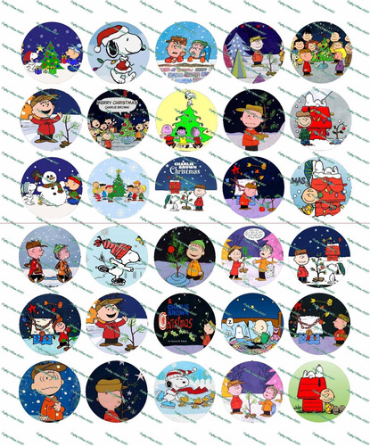 30 Precortado Imagene Navidad Charlie Brown Set 1