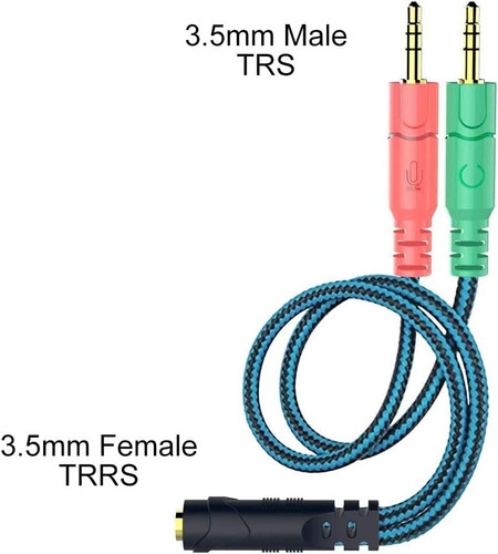 Imagen 4 de 8 de Cable Adaptador Audio 3,5 Auricular Microfono Pc Notebook
