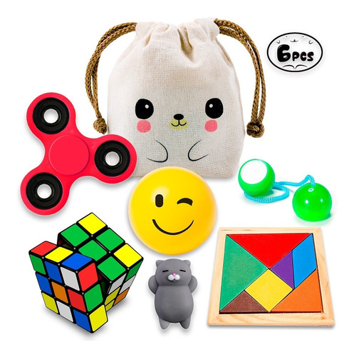 Combo 6 Antiestrés Fidget Toys Squishy Rubik Cube 