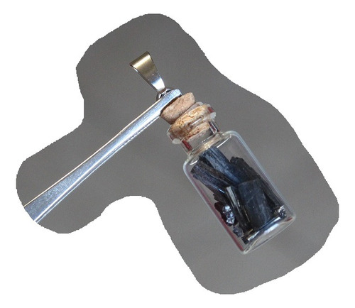 Turmalina Negra Dije Mini Botellita Con Cadena Acero 316 L
