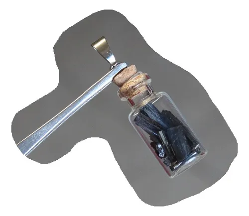 comprar Dije Mini Botellita - Turmalina Negra Más Cadena Acero 316 L