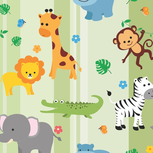 Papel De Parede Infantil Animais Safari Baby Teen - Cod 4391