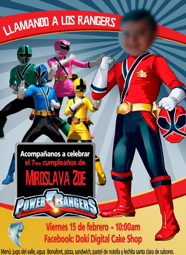 Invitacion Digital Imprimible De Power Rangers