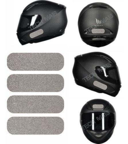 Kit Adesivos Refletivo Capacete Moto Grafite Preto Contran