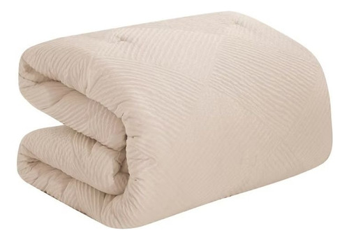 Set Edredón 12 Piezas Matrimonial/queen Doble Vista Suave Color Beige Diseño De La Tela Lisa