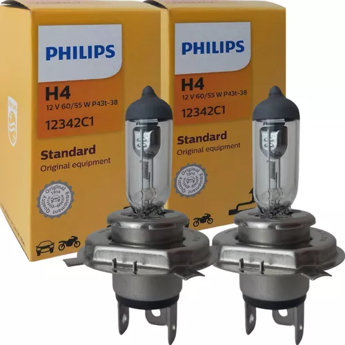 Par Lampada Philips Halogena H4 12v 60w/55w Farol Standard