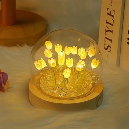 Tulipanes Flores Artificiales Eternas Con Luz Led Para