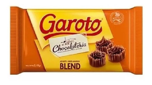 Kit 2 Barras Chocolate Garoto Cobertura Blend 2,1kg 