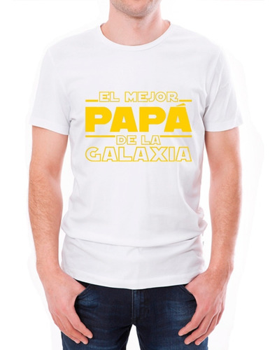 Polera Manga Corta De Algodón Star Wars Mejor Papa Galaxia 