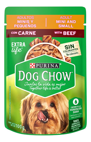 Alimento Sobre Dog Chow Adulto Raza Pequeña Sabor 100 Grs