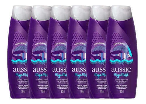 Kit Com 6 Condicionadores Aussie Moist 180ml