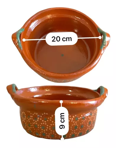 Cazuela baja de barro con tapa, diámetros: 19, 25, 28, 31, 35, 38 cm.