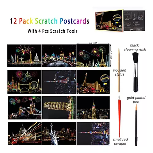 Scratch Tools, Scratch Color Pen Dual Tip Scratch Coloring Stylus