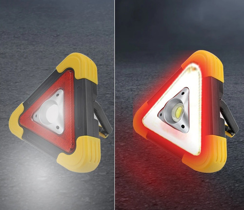 Imagen 6 de 9 de Triangulo Baliza Led Solar Con Cargador Portátil Usb