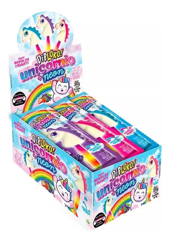 Pirulito Dip Loko Neon Unicornio Caixa Com 30 Unidades