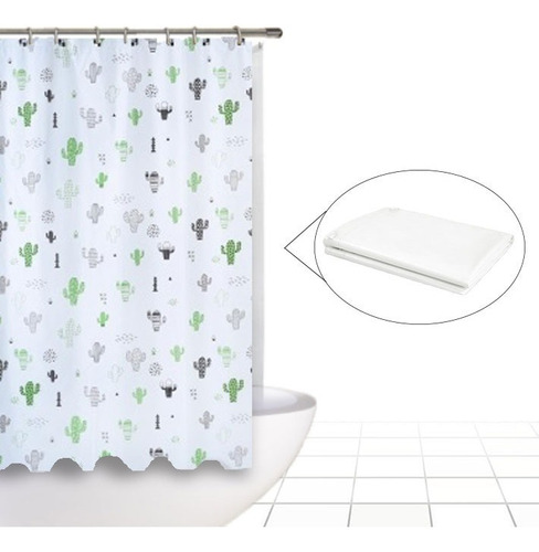 Cortina De Baño Pvc Plástica Diseño Original Doble Protector