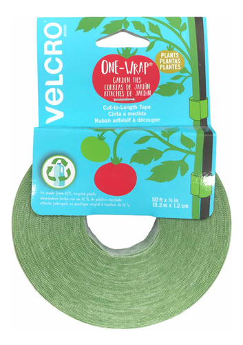 Rollo Abrazaderas Jardín Verde Velcro One Wrap 12mm X 15.2m