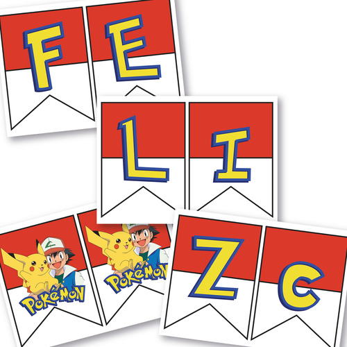 Banderines Imprimibles  Feliz Cumple Pokémon