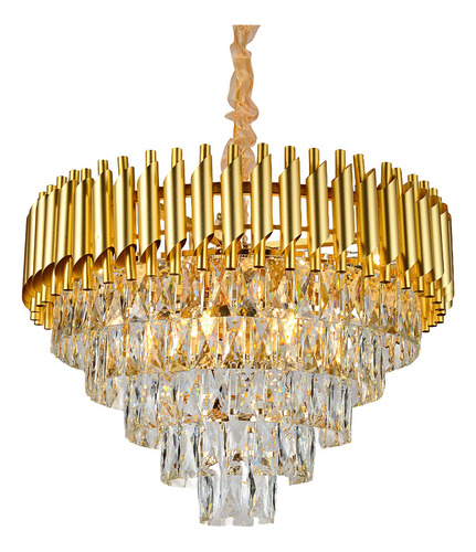 Lámpara Candil Gold Lujo Moderno Diam 80cm Cristal Benkel Color Dorado