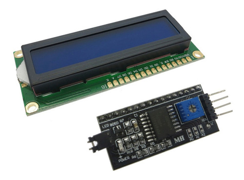 Pantalla LCD 16x2 1602 con respaldo azul y módulo I2C para Arduino