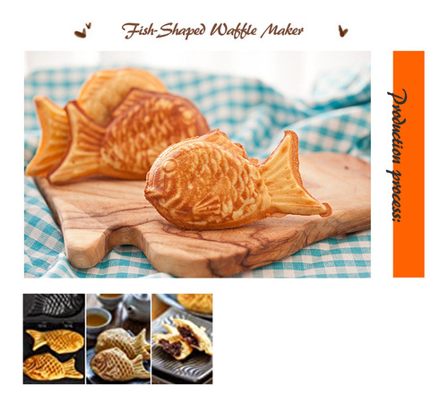 Imagen 9 de 10 de Molde Para Hornear Gofres Antiadherente Taiyaki Pastel En Fo