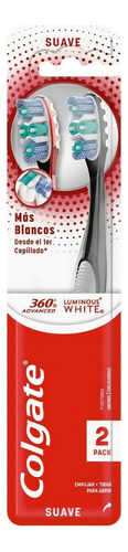 Cepillo de dientes Colgate 360º Advanced Luminous suave pack x 2 unidades