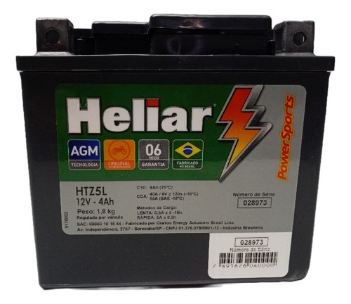Bateria Honda Cg150 Titan Job 2004 A 2009 - Heliar Htz5l