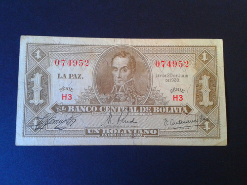 Bolivia Billete 1 Boliviano 1928