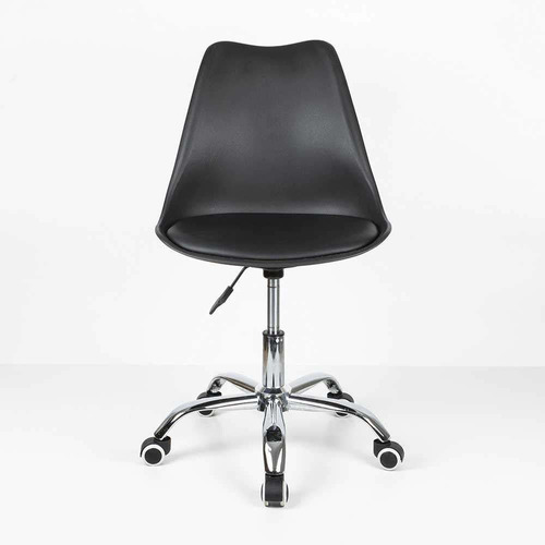 Silla Escritorio Oficina Pc Eames Con Ruedas Almohadón Color Negro