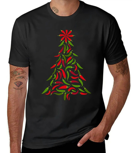 Playera Roja Y Verde Del Árbol De Los Pimientos Del Chile