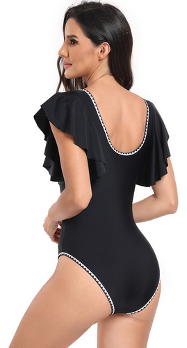 Traje De Baño Con Control De Barriga De Encaje Con Volantes