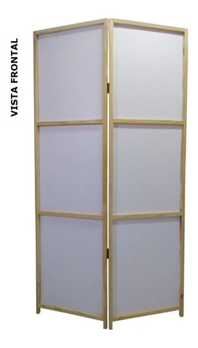 Imagen 2 de 5 de Biombo 2 Hojas Plegables Separador De Ambientes De Madera