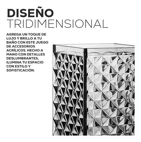 Set De Baño 5 Accesorios Elegantes Diseño Tridimensional Gris