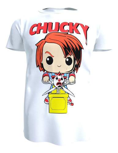 Polera Blanca Diseño Chucky Funko, 100% Algodón