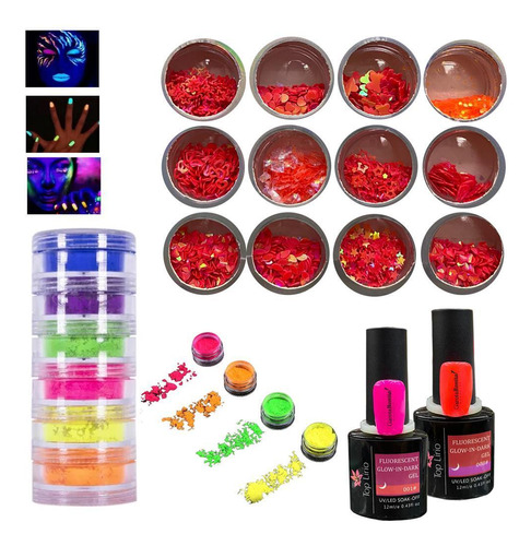 Kit Decoração Festa Carnaval + Esmaltes Led Uv Neon Arte