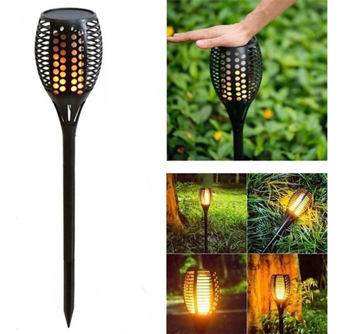 Lampara Solar Jardin Led Fuego Antorcha Llama 12hs Tbcin