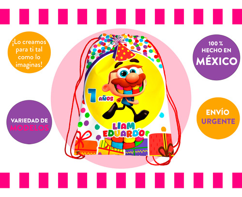 Morralitos Recuerdo Jose Comelon Cumple Personalizado 20 Pzs