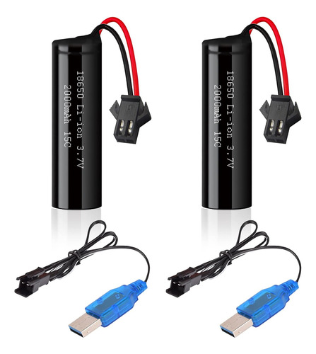 2 Baterias  De Litio 3.7v 2000mah Sm-2p + Cargadores Usb