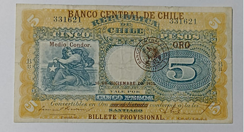 5 Pesos Remarcado Banco Central De Chile Bb 331621