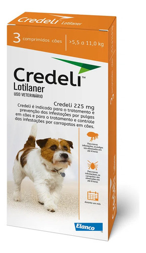 Antipulgas E Carrapatos Credeli Cães 5,5 A 11kg - 3 Comprimidos