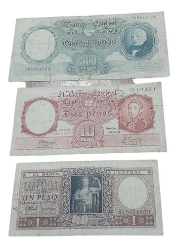 1, 10 Y 500 Pesos Moneda Nacional