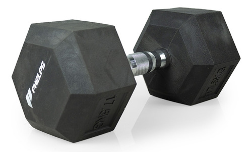 Halter 17,5kg Emborrachado Sextavado Cromado Dumpbell Academ