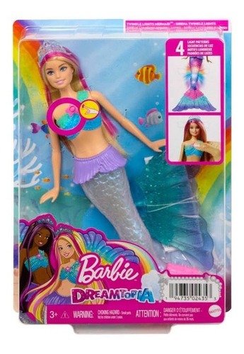 Imagen 4 de 5 de Barbie Sirena Con Luces Hdj35 Mattel Bestoys