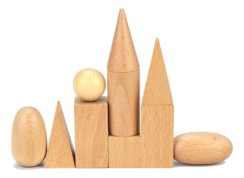10pcs Bloques De Geométricos Sólids Montessori Juguetes