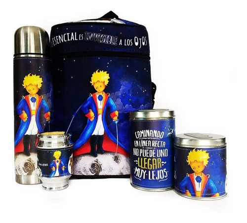 Imagen 1 de 7 de Equipo De Mate Madera Completo El Principito Regalo Cuero