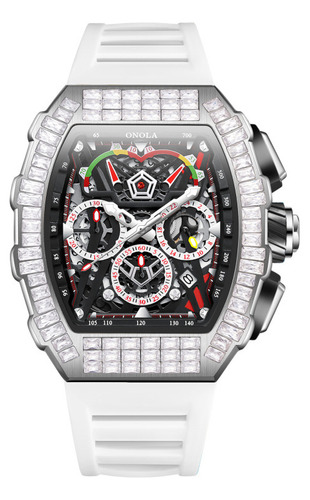 Relojes Onola Diamond Mechanical Calendar para hombre, color correa, blanco