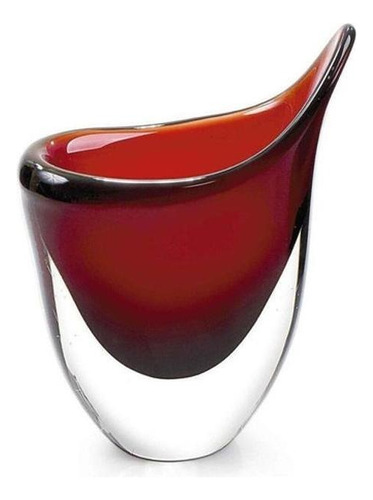 Vaso Em Cristal Murano 28x23x9cm São Marcos - Vermelho Rubi