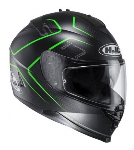 Casco Moto Hjc Is-17 Lank Negro Mate/verde Lentes Incluidos