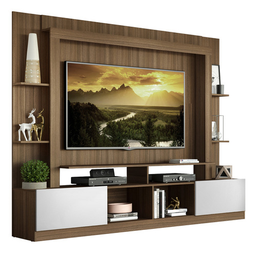 Mueble Organizador Tv Rack Mesa Con Panel Oslo Color Marrón